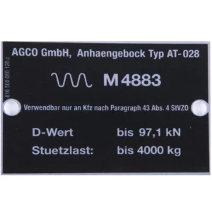 Oryginalna tabliczka znamionowa o numerze katalogowym 816500060120