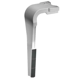 Wykonany w technologii napawania węglikiem wolframu lewy ząb brony aktywnej (szybki montaż) francuskiej marki Agricarb