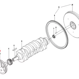 Oryginalne koło pasowe wału korbowego o numerze katalogowym 4TE35A-05005, stosowane w ciągnikach rolniczych marek Arbos i Lovol.-schemat