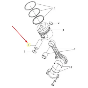 Oryginalny sworzeń tłoku o numerze katalogowym A498B-04004A, stosowany w ciągnikach rolniczych marek Arbos i Lovol.-schemat