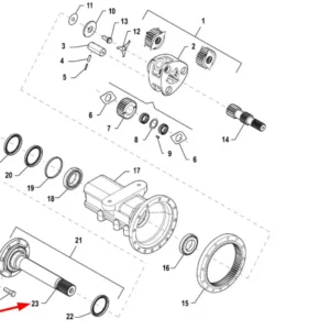 Oryginalna oś tylnego mostu o numerze katalogowym FT800.39.102, stosowana w ciągnikach rolniczych marki Arbos schemat.