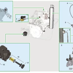 Oryginalny katalizator scr o numerze K0071386, stosowany w ciągnikach marki Arbos.