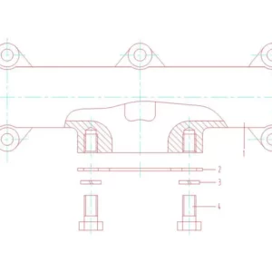 Oryginalny kolektor wydechowy o numerze katalogowym KM385-08001, stosowany w ciągnikach rolniczych marek Arbos i Lovol.-schemat