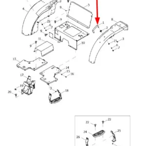 Oryginalny uchwyt o numerze katalogowym L0000282, stosowany w ciągnikach rolniczych marek Arbos oraz Lovol.