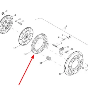 Oryginalny docisk sprzęgła o numerze katalogowym L0000360, stosowany w ciągnikach rolniczych marek Arbos oraz Lovol.
