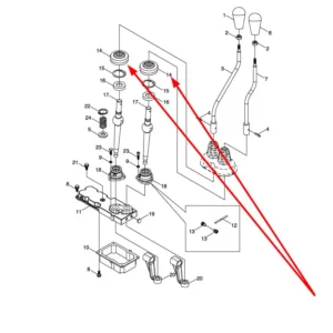 Oryginalna pokrywa dźwigni sterującej o numerze katalogowym L0000404, stosowana w ciągnikach rolniczych marek Arbos oraz Lovol.-schemat
