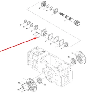 Oryginalne mocowanie łożyska dyferencjału o numerze katalogowym L0000422, stosowane w ciągnikach rolniczych marek Arbos oraz Lovol.-schemat