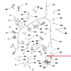 Oryginalny bezpiecznik 20A o numerze katalogowym L0001325, stosowany w ciągnikach rolniczych marek Arbos oraz Lovol.