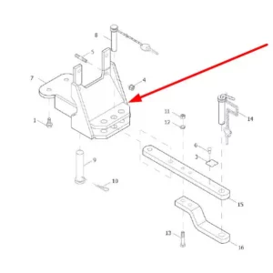 Oryginalne mocowanie zaczepu o numerze katalogowym L0001659, stosowane w ciągnikach rolniczych marek Arbos oraz Lovol.