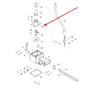 Oryginalna podstawa dźwigni zmiany biegów o numerze katalogowym L0001983, stosowana w ciągnikach rolniczych marek Arbos oraz Lovol.