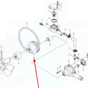 Oryginalne koło pasowe wentylatora chłodnicy o numerze katalogowym L0001987, stosowane w ciągnikach rolniczych marek Arbos oraz Lovol.