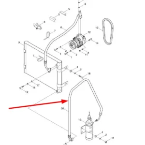 Oryginalna rura osuszacza klimatyzacji o numerze katalogowym L0002058, stosowana w ciągnikach rolniczych marek Arbos oraz Lovol.