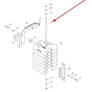 Oryginalny sworzeń mocujący obciążników o numerze katalogowym L0002064, stosowany w ciągnikach rolniczych marek Arbos oraz Lovol.