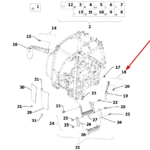 Oryginalne lusterko lewe kompletne o numerze katalogowym L0002129, stosowane w ciągnikach rolniczych marek Arbos oraz Lovol.-schemat