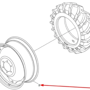 Oryginalny zestaw felgi z tarczą koła o numerze katalogowym L0002943, stosowany w ciągnikach rolniczych marek Arbos oraz Lovol.