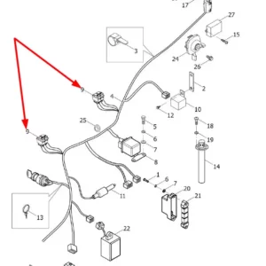 Oryginalny komplet dwóch przełączników o numerze katalogowym L0004104, stosowany w ciągnikach rolniczych marek Arbos oraz Lovol.