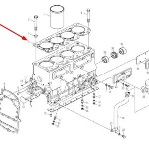 Oryginalna uszczelka pod głowicę o numerze katalogowym L0005841, stosowana w ciągnikach rolniczych marek Arbos oraz Lovol schemat.