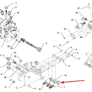 Oryginalny elektrozawór hydrauliczny o numerze P5P37801103, stosowany w ciągnikach rolniczych marki Arbos.