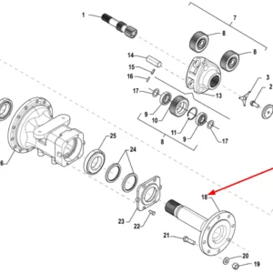 Oryginalna tylna półoś o numerze katalogowym P5S39103101, stososowana w ciągnikach rolniczych marki Arbos schemat.