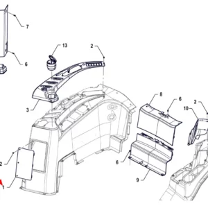 Oryginalna osłona skrzynki bezpieczników w kabinie A5000 o numerze katalogowym P5S45801215, stosowana w ciągnikach rolniczych marki Arbos schemat.