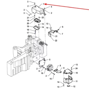 Oryginalna osłona modułu AdBlue o numerze katalogowym P5S50701105, stosowana w ciągnikach rolniczych marki Arbos schemat.