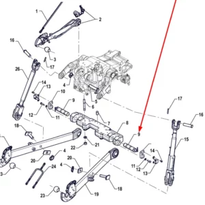 Oryginalny sworzeń z czujnikiem położenia TUZ o numerze katalogowym P5S55201201, stosowany w ciągnikach rolniczych marki Arbos schemat.