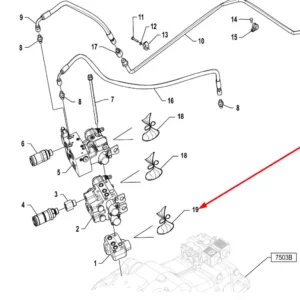 Oryginalny zestaw uszczelnień bloków hydraulicznych o numerze katalogowym P5S59101143, stosowany w ciągnikach rolniczych marki Arbos schemat.