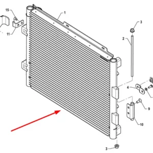 Oryginalna chłodnica klimatyzacji o numerze katalogowym P5S81201144, stosowana w ciągnikach rolniczych marki Arbos.