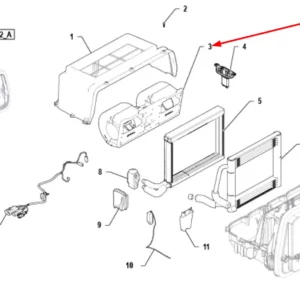 Oryginalny wentylator kabiny o numerze katalogowym P5S81201165, stosowany w ciągnikach rolniczych marki Arbos schemat.