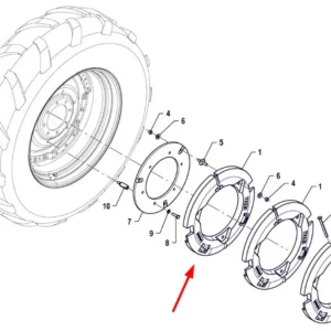 Oryginalny obciążnik koła tylnego 70kg o numerze P5S95001107, stosowany w ciągnikach rolniczych marki Arbos.