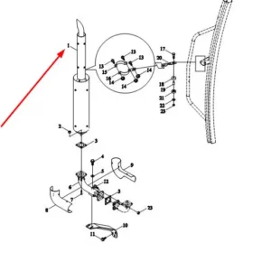 Oryginalna rura wydechowa o numerze katalogowym TB1S220020001K, stosowana w ciągnikach rolniczych marek Arbos i Lovol.-schemat