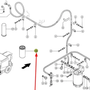 Oryginalny filtr oleju silnika puszkowy o numerze katalogowym 798303.1, stosowany w maszynach rolniczych marek Claas, Fendt oraz Challenger- schemat.
