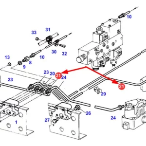 Oryginalny przewód hydrauliczny metalowy o numerze katalogowym 822100070660, stosowany w ciągnikach rolniczych marki Fendt schemat.