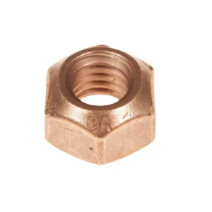 Oryginalna miedziana nakrętka samokontrująca o wymiarze M8 stosowana w maszynach rolniczych marki Fendt