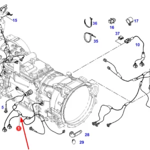 Oryginalna wiązka przewodów elektrycznych przy skrzyni biegów