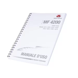 Instrukcja obsługi ciągników rolniczych marki Massey Ferguson serii 4200 w języku włoskim.