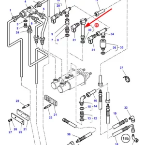 Oryginalny trójnik łączenia przewodów układy hamulcowego o numerze katalogowym 4274589M1, stoswana w ciagnikach rolniczych marki Massey Ferguson.