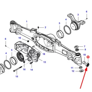 Oryginlany uszczelniacz zwrotnicy osi o wymiarach 35 X 52 X 16 i numerze katalogowym VA134363, stosowany w ciągnikach  rolniczych marek Challenger oraz Massey Ferguson schemat.