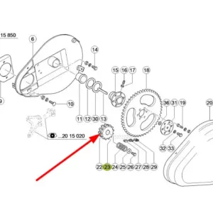 Łańcuch rolkowy 12AH-1 X 58 rolek o numerze katalogowym 666916.1, stosowany w kombajnach oraz hederach marki Claas. schemat