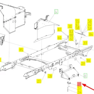 Oryginalna obudowa łożyska o numerze katalogowym 100007604, stosowana w kombajnach zbożowych marki Rostselmash- schemat.