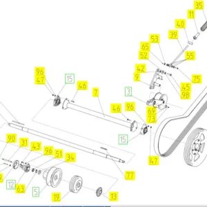 Oryginalna śruba tarczki wału o numerze katalogowym 100015156, stosowana w kombajnach zbożowych marki Rostselamash schemat