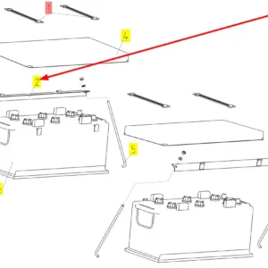 Oryginalna listwa mocująca akumulatora o numerze katalogowym 100018210, stosowana w kombajnach zbożowych marki Rostselmash schemat.