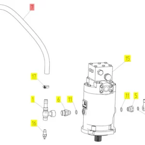 Oryginalna śruba przewodu hydraulicznego o numerze katalogowym 100019810, stosowana w kombajnach zbożowych marki Rostselmash schemat.