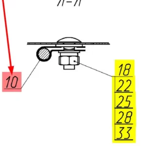 Oryginalna obejma o numerze katalogowym 100020132, stosowana w kombajnach oraz hederach zbożowych marki Rostselmash schemat