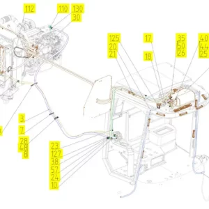 Oryginalny zacisk węża gumowego o numerze katalogowym 100020134, stosowany w kombajnach zbożowych marki Rostselmash- schemat.