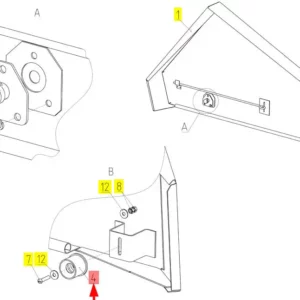 Oryginalna tuleja mocowania osłony o numerze katalogowym 100024520, stosowana w hederach i kombajnach zbożowych marki Rostselmash- schemat.