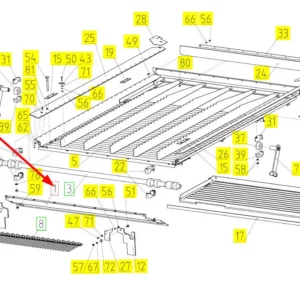 Oryginalna osłona podsiewacza o numerze katalogowym 100024865, stosowana w kombajnach zbożowych marki Rostselmash schemat.
