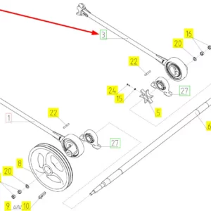 Oryginalny korbowód piasty sita o numerze katalogowym 100026109, stosowany w kombajnach zbożowych marki Rostselmash schemat.