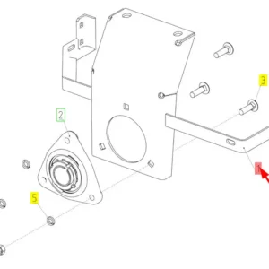 Oryginalne mocowanie wentylatora o numerze katalogowym 100027148, stosowane w kombajnach zbożowych marki Rostselmash schemat.