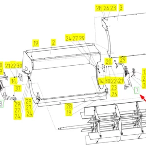 Oryginalne mocowanie wentylatora o numerze katalogowym 100027867, stosowane w kombajnach zbożowych marki Rostselmash schemat.